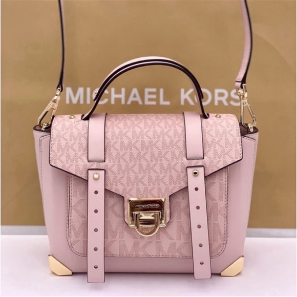 Michael Kors Manhattan Satchel Crossbody Powder Blush Multi - Picture 2 of 16